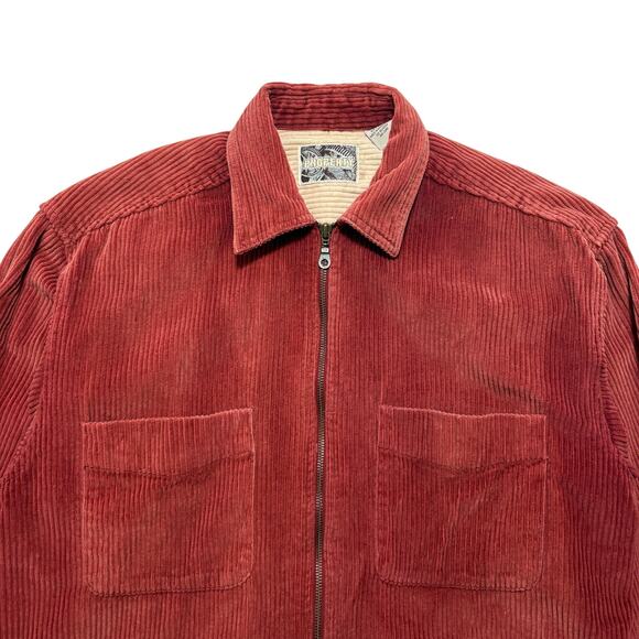VTG 90's Wide Wale Corduroy Full Zip Jacket Red M - Picture 2 of 4